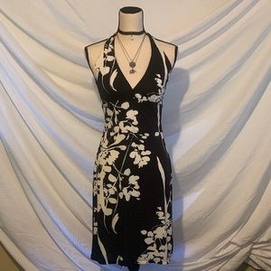 Black and white formal midi dress